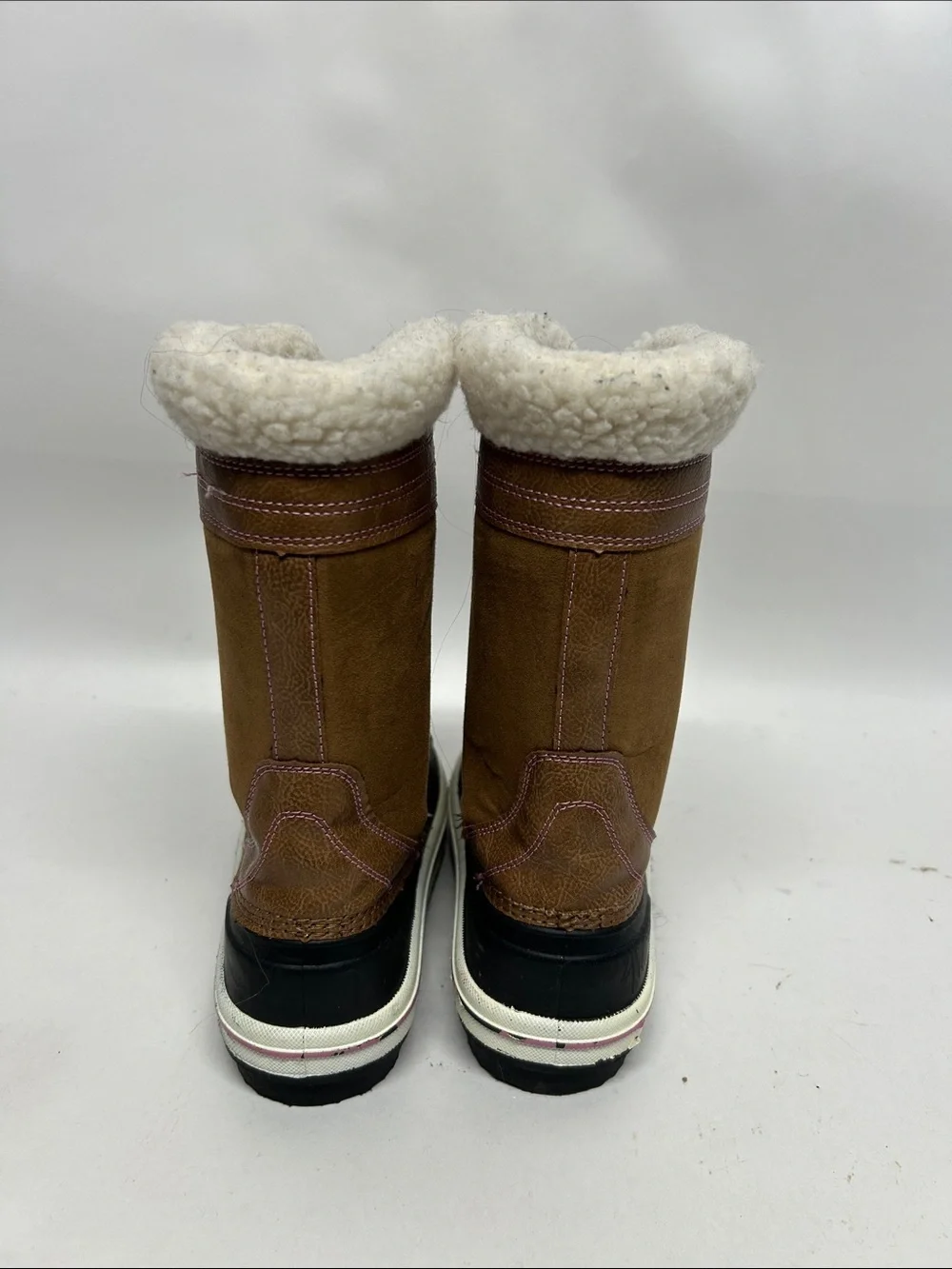 Brown  Winter Boots with Pink Laces girls, snow boots size 3, fall Creek kids